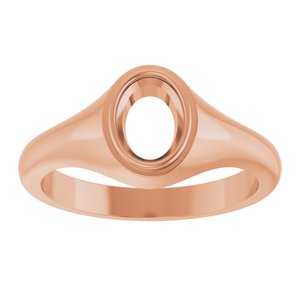 18K Rose Gold 7.5x5.5 mm Oval Bezel-Set Ring Mounting – image 6