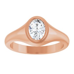 18K Rose Gold 7.5x5.5 mm Oval Bezel-Set Ring Mounting – image 5