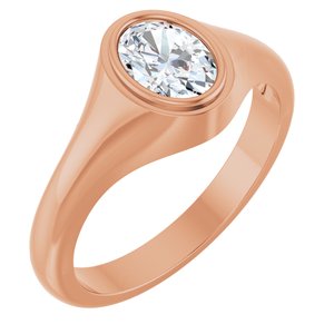 10K Rose Gold 7.5x5.5 mm Oval Bezel-Set Ring Mounting