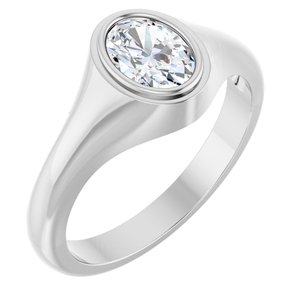 14K White Gold 7.5x5.5 mm Oval Bezel-Set Ring Mounting