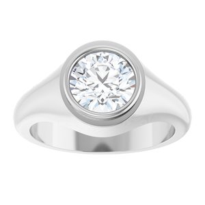 18K White Gold 8 mm Round Bezel-Set Ring Mounting – image 5