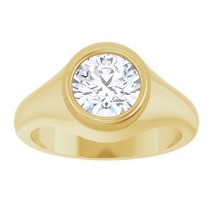 18K Yellow Gold 8 mm Round Bezel-Set Ring Mounting – image 5