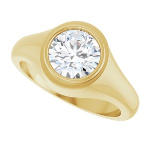 18K Yellow Gold 8 mm Round Bezel-Set Ring Mounting – image 8