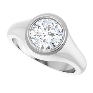 18K White Gold 8 mm Round Bezel-Set Ring Mounting – image 8