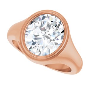 10K Rose Gold 12x10 mm Oval Bezel-Set Ring Mounting – image 8