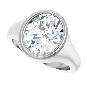 14K White Gold 12x10 mm Oval Bezel-Set Ring Mounting – image 8