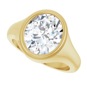 14K Yellow Gold 12x10 mm Oval Bezel-Set Ring Mounting – image 8
