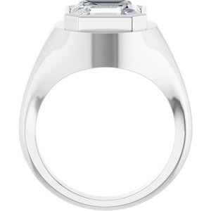 14K X1 White Gold 10x10 mm Asscher Bezel-Set Ring Mounting – image 3