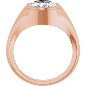 10K Rose Gold 12x10 mm Oval Bezel-Set Ring Mounting – image 3