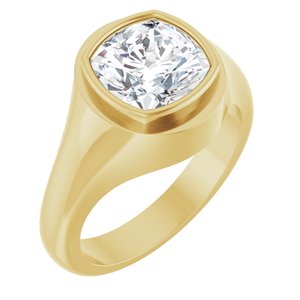 10K Yellow Gold 9x9 mm Cushion Bezel-Set Ring Mounting