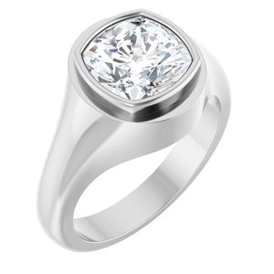 Platinum 9x9 mm Cushion Bezel-Set Ring Mounting