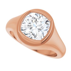14K Rose Gold 9x9 mm Cushion Bezel-Set Ring Mounting – image 8