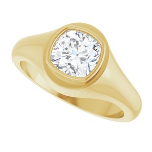 14K Yellow Gold 7x7 mm Cushion Bezel-Set Ring Mounting – image 8