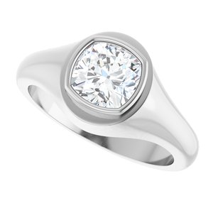 18K White Gold 7x7 mm Cushion Bezel-Set Ring Mounting – image 8