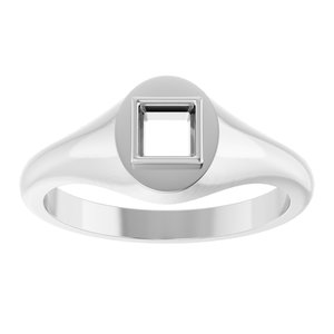 14K White Gold 4x4 mm Square Bezel-Set Ring Mounting – image 6