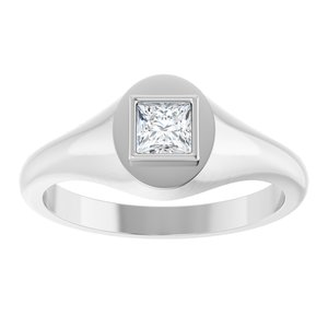 14K White Gold 4x4 mm Square Bezel-Set Ring Mounting – image 5