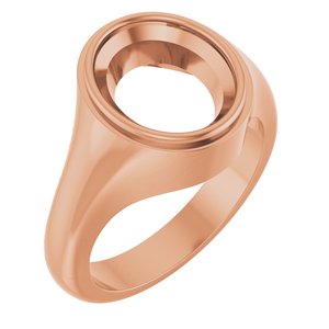10K Rose Gold 12x10 mm Oval Bezel-Set Ring Mounting – image 2