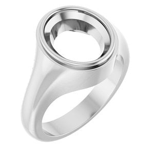 Sterling Silver 12x10 mm Oval Bezel-Set Ring Mounting – image 2