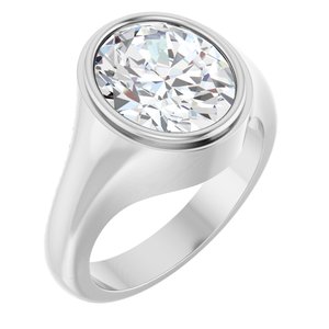 14K X1 White Gold 12x10 mm Oval Bezel-Set Ring Mounting
