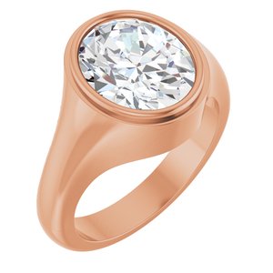 14K Rose Gold 12x10 mm Oval Bezel-Set Ring Mounting