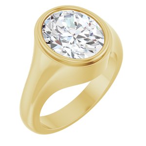 10K Yellow Gold 12x10 mm Oval Bezel-Set Ring Mounting