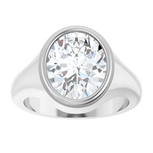14K White Gold 12x10 mm Oval Bezel-Set Ring Mounting – image 5