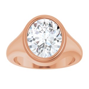 10K Rose Gold 12x10 mm Oval Bezel-Set Ring Mounting – image 5