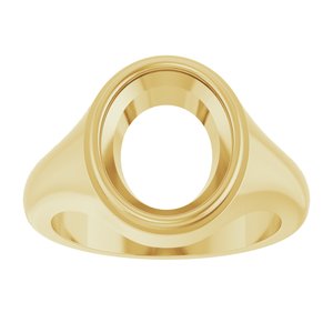 10K Yellow Gold 12x10 mm Oval Bezel-Set Ring Mounting – image 6