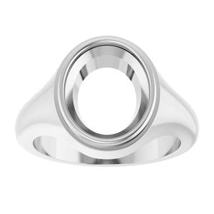 14K White Gold 12x10 mm Oval Bezel-Set Ring Mounting – image 6