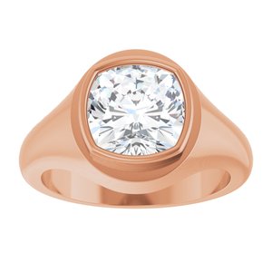 14K Rose Gold 9x9 mm Cushion Bezel-Set Ring Mounting – image 5