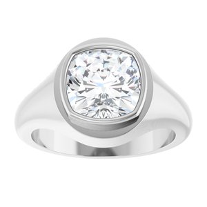 14K X1 White Gold 9x9 mm Cushion Bezel-Set Ring Mounting – image 5
