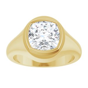 14K Yellow Gold 9x9 mm Cushion Bezel-Set Ring Mounting – image 5
