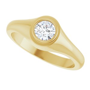 10K Yellow Gold 5.2 mm Round Bezel-Set Ring Mounting – image 8