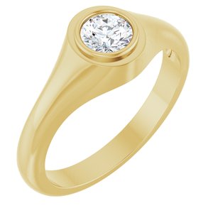 14K Yellow Gold 5.2 mm Round Bezel-Set Ring Mounting