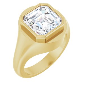 14K Yellow Gold 10x10 mm Asscher Bezel-Set Ring Mounting