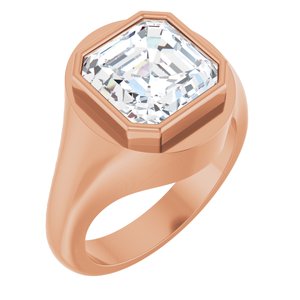 18K Rose Gold 10x10 mm Asscher Bezel-Set Ring Mounting