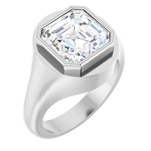 Sterling Silver 10x10 mm Asscher Bezel-Set Ring Mounting