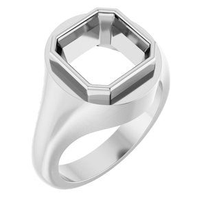 14K X1 White Gold 10x10 mm Asscher Bezel-Set Ring Mounting – image 2