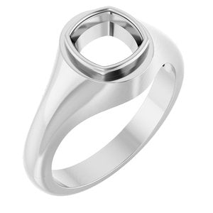14K White Gold 7x7 mm Cushion Bezel-Set Ring Mounting – image 2