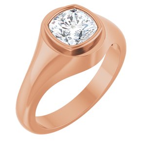 14K Rose Gold 7x7 mm Cushion Bezel-Set Ring Mounting