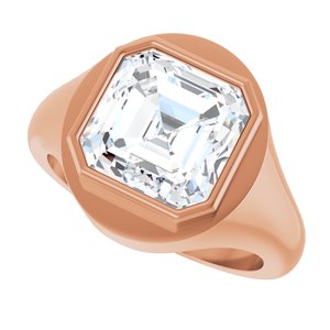 18K Rose Gold 10x10 mm Asscher Bezel-Set Ring Mounting – image 8