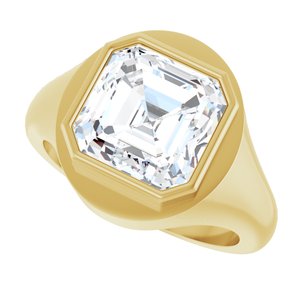14K Yellow Gold 10x10 mm Asscher Bezel-Set Ring Mounting – image 8