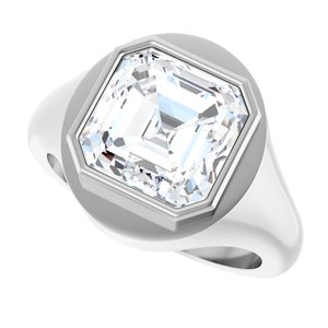 10K White Gold 10x10 mm Asscher Bezel-Set Ring Mounting – image 8