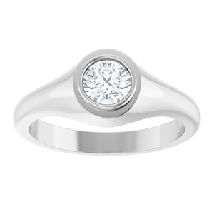 10K White Gold 5.5 mm Round Bezel-Set Ring Mounting – image 5