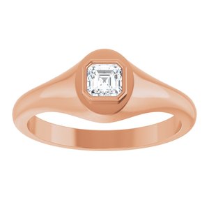 10K Rose Gold 4x4 mm Asscher Bezel-Set Ring Mounting – image 5