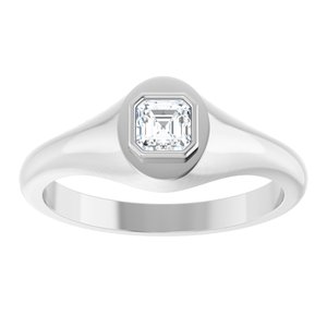 14K White Gold 4x4 mm Asscher Bezel-Set Ring Mounting – image 5