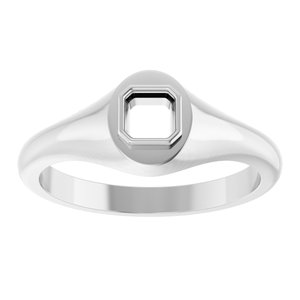 18K White Gold 4x4 mm Asscher Bezel-Set Ring Mounting – image 6