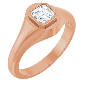 10K Rose Gold 5x5 mm Asscher Bezel-Set Ring Mounting