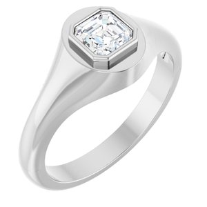 Sterling Silver 5x5 mm Asscher Bezel-Set Ring Mounting