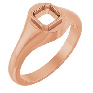 18K Rose Gold 5x5 mm Asscher Bezel-Set Ring Mounting – image 2